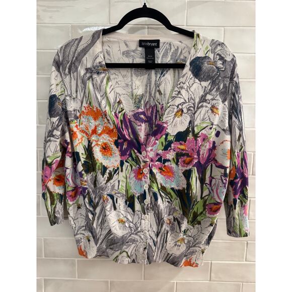 Lane Bryant Floral Sequin Button Front Cardigan V-Neck Size 18/20 - Picture 2 of 5